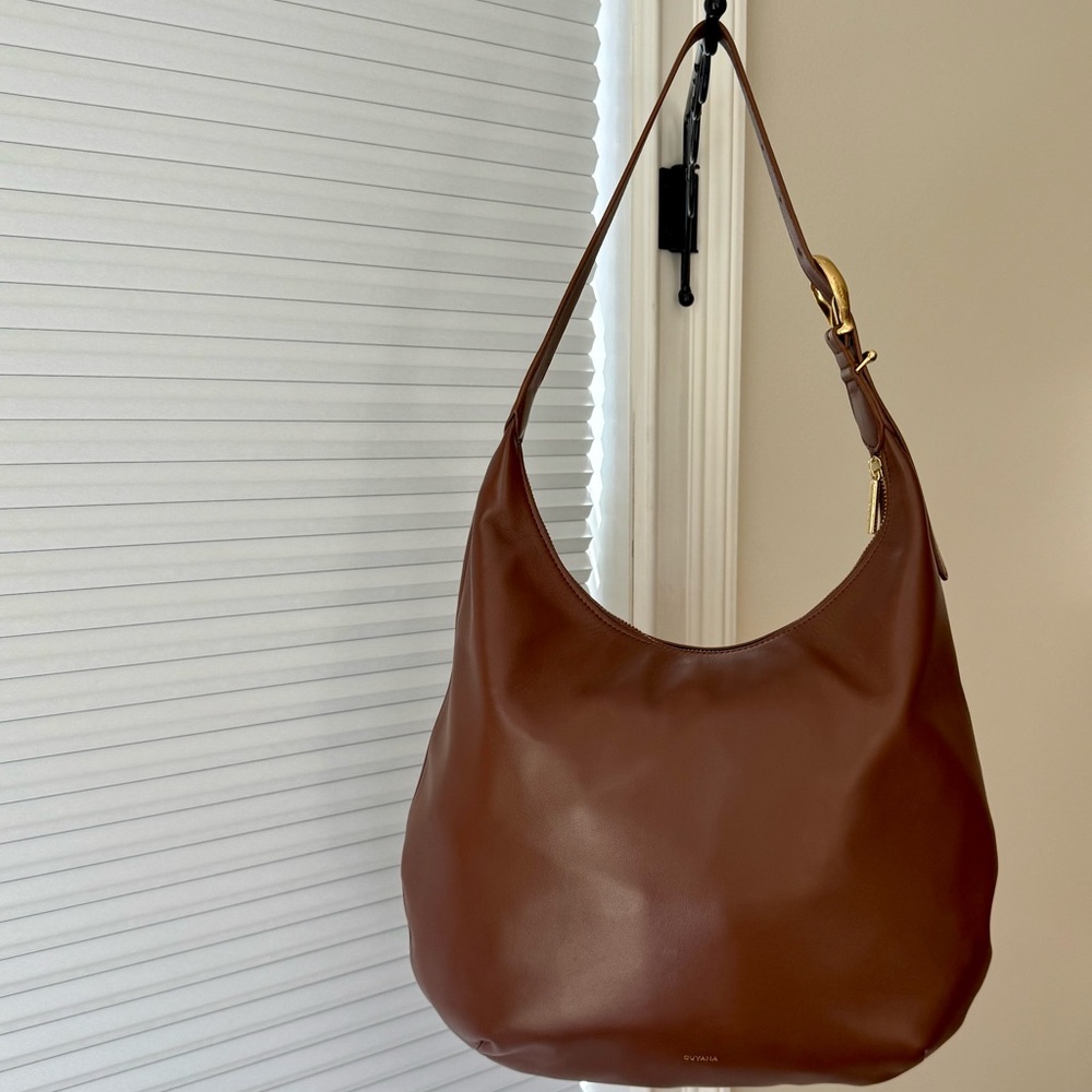 Cuyana Oversized Celestial Chestnut Leather Hobo Bag with Butter Soft Leather